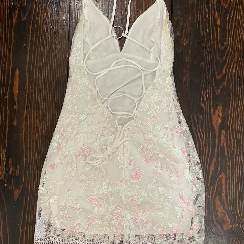 Lucy in the sky white sparkle mini dress - Picture 2 of 6